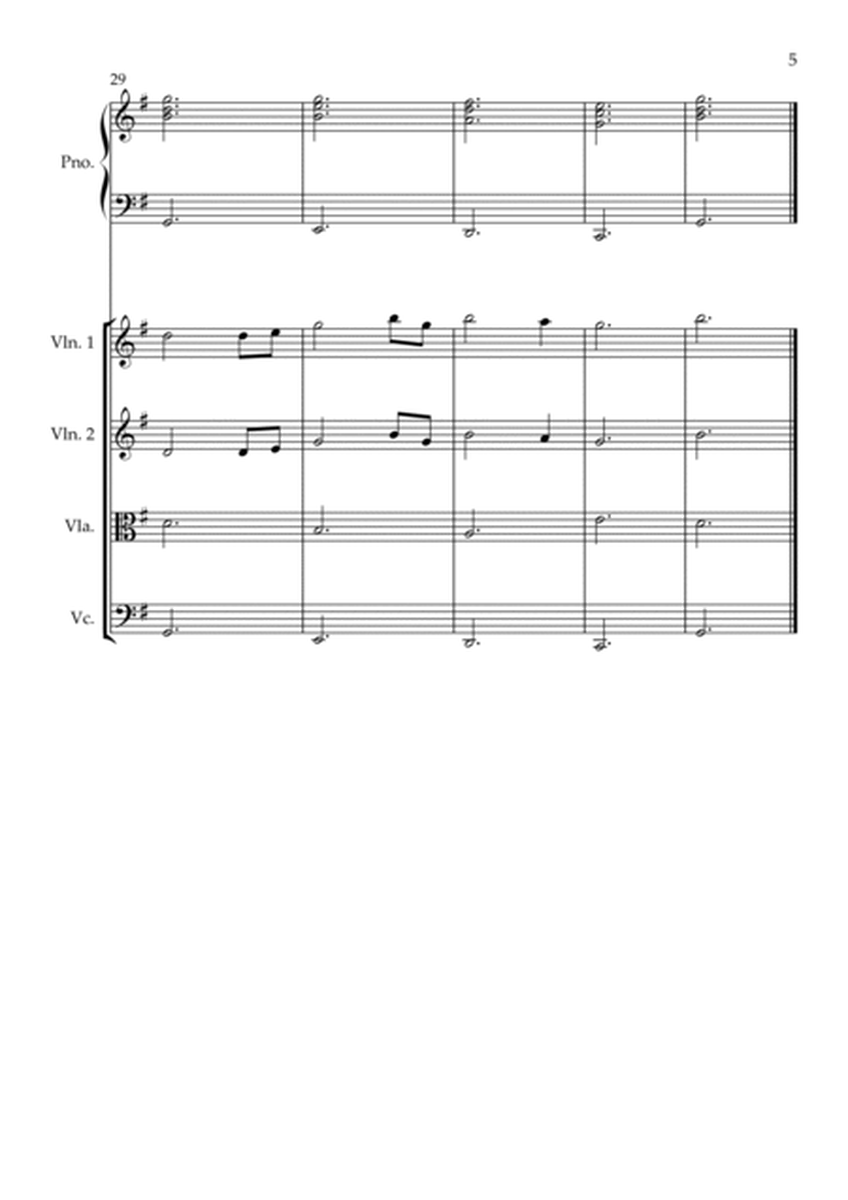 Amazing Grace String Quartet And Piano.Full Score and Individual Parts image number null