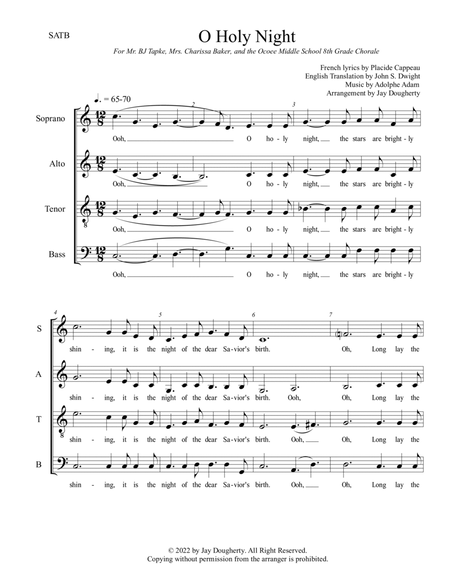 Oh Holy Night (D major - with chords) EASY (arr. Duda Oriontte) Sheet Music, Adolphe Adam