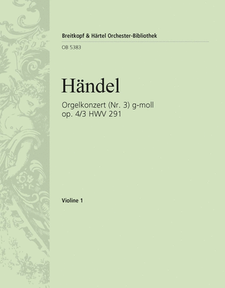 Book cover for Organ Concerto (No. 3) in G minor Op. 4/3 HWV 291