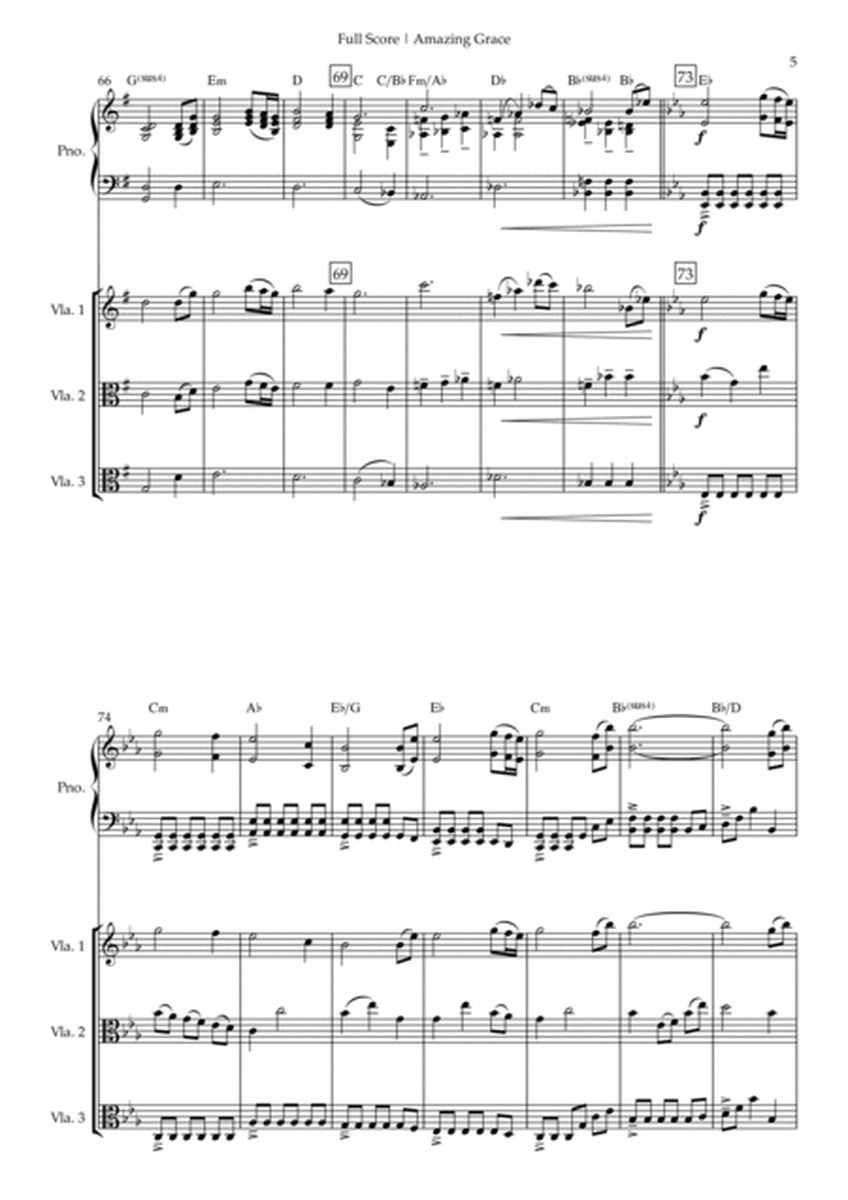 Amazing Grace (John Newton, E. O. Excell) for Viola Trio and and Piano Accompaniment with Chords image number null