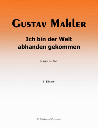 Book cover for Ich bin der Welt abhanden gekommen, by Mahler, in E Major