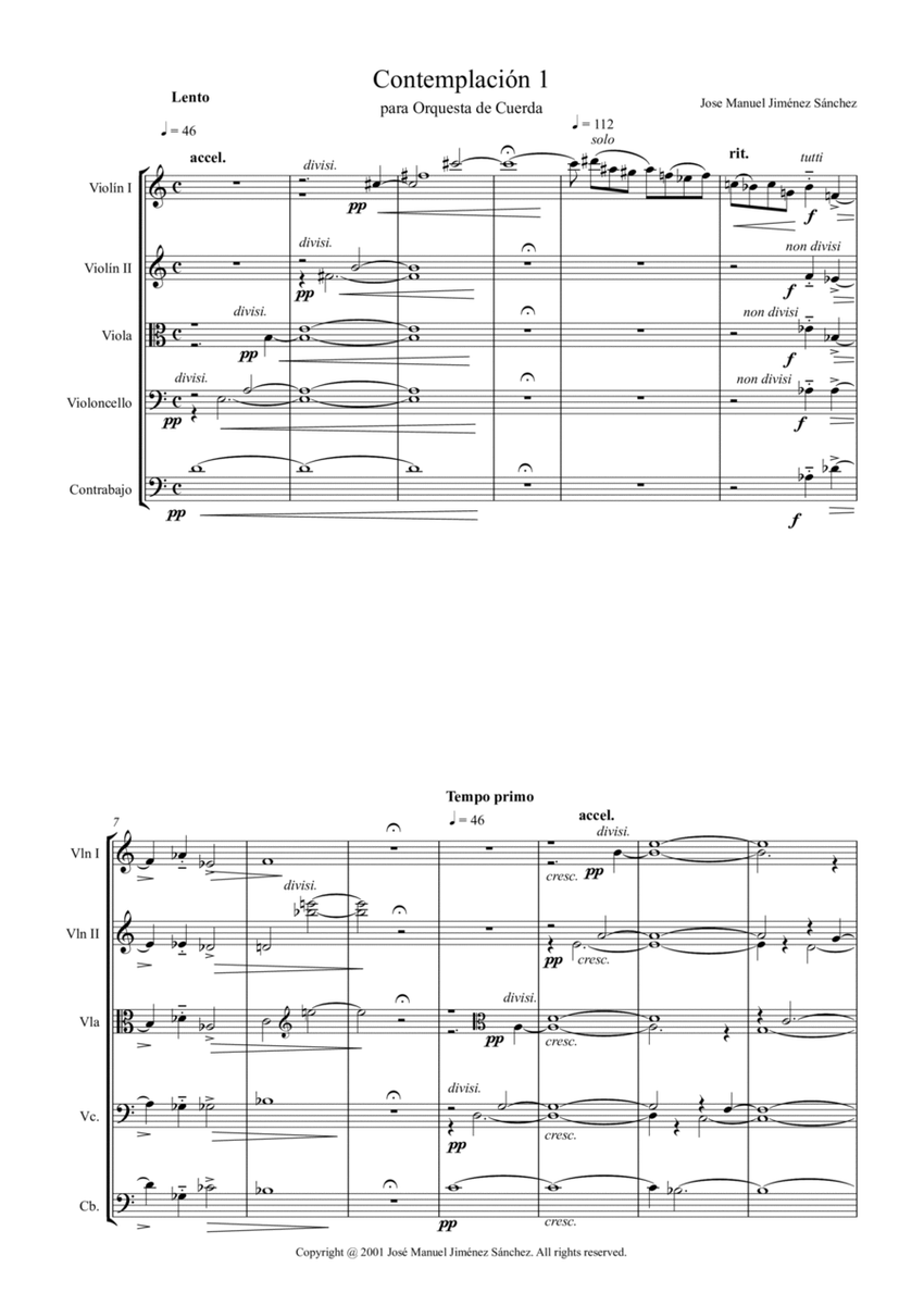 Contemplación 1, para orquesta de cuerda