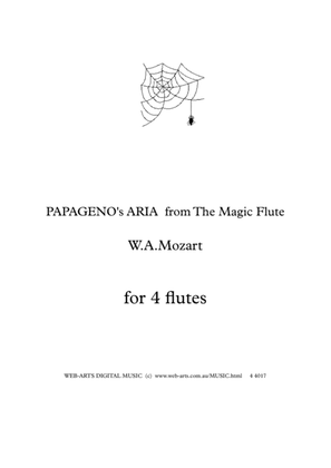 Book cover for PAPAGENO's Aria from The Magic Flute for 4 flutes - MOZART