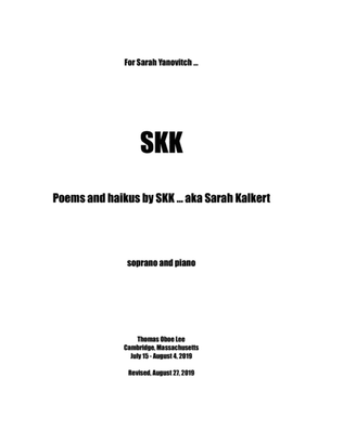 Book cover for SKK (2019) for soprano and piano