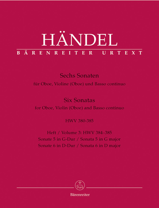 Book cover for Sechs Sonaten for Oboe, Violine (Oboe) and Basso continuo