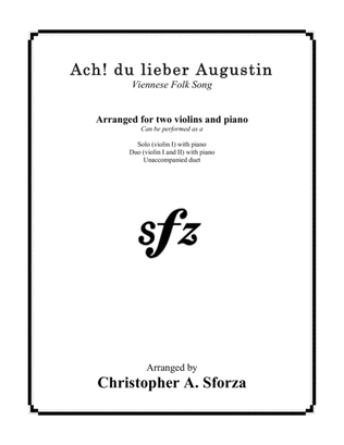 Book cover for Ach! du lieber Augustin, for two violins and piano