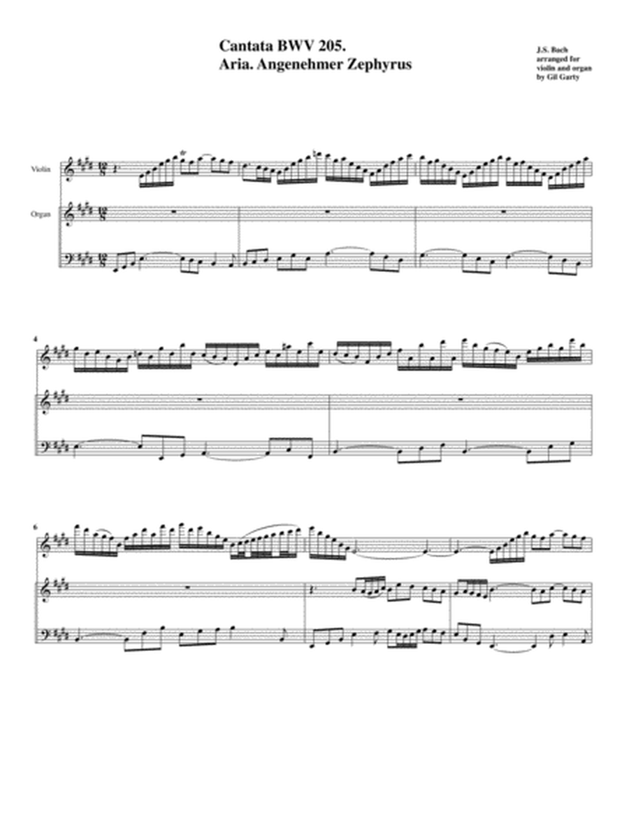 Aria: Angenehmer Zephyrus from Cantata BWV 205 (arrangement for violin and organ)