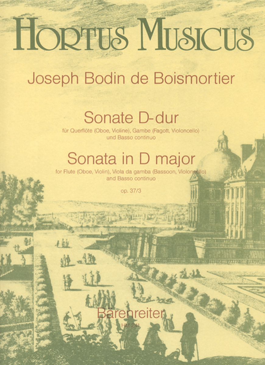 Sonate for Flute (Oboe, Violin), Viol (Bassoon, Violoncello) and Basso continuo D major op. 37/3