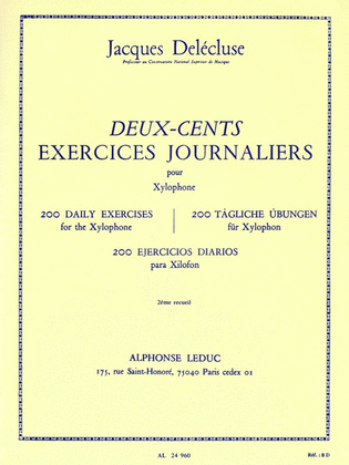 Book cover for 200 Exercices Journaliers Pour Xylophone Vol.2 (percussion Solo)