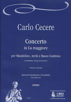 Book cover for Concerto in A Major for Mandolin, Strings and Continuo