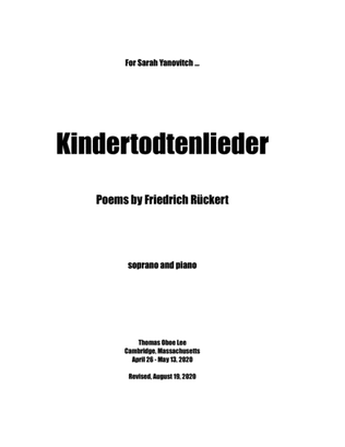 Book cover for Kindertodtenlieder (2020) for soprano and piano