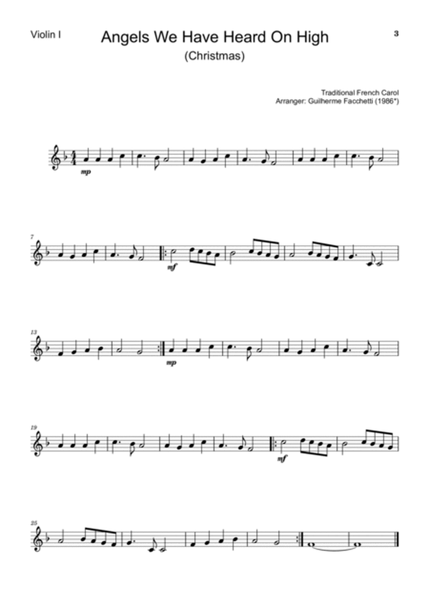 Traditional French Carol - Angels We Have Heard on High. Arrangement for String Quartet image number null