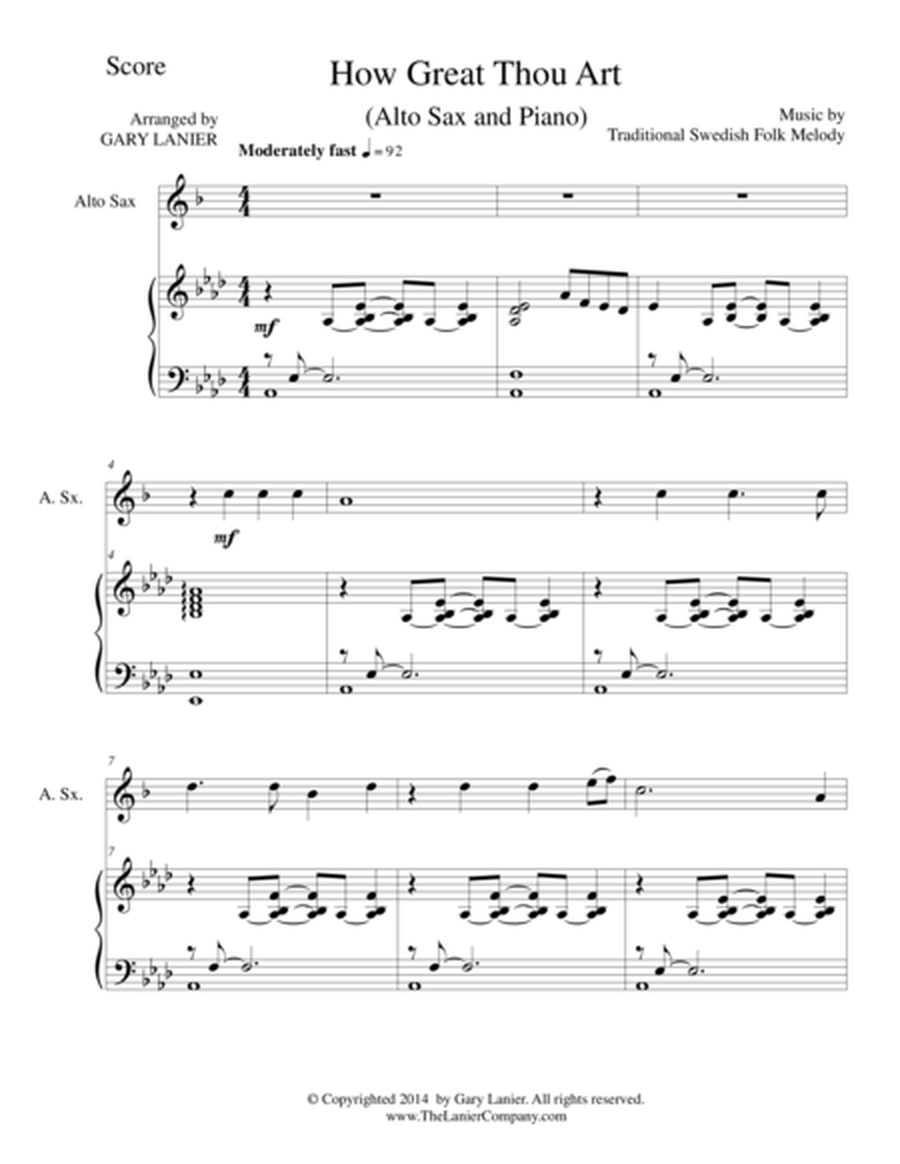 HOW GREAT THOU ART (Alto Sax/Piano and Sax Part)
