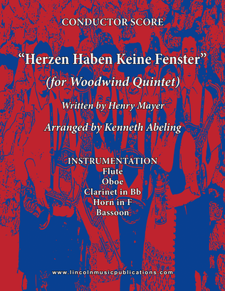 Book cover for Herzen Haben Keine Fenster (for Woodwind Quintet)
