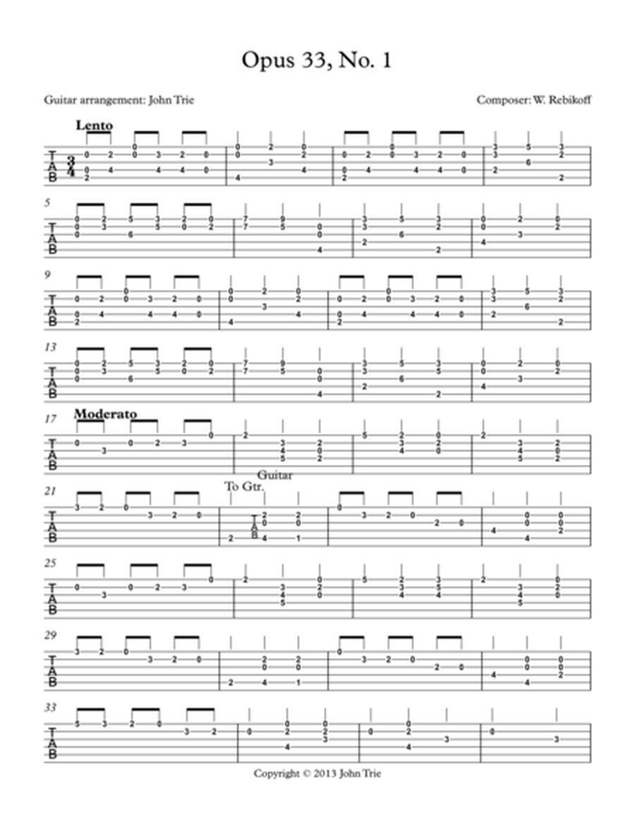 Opus 33 no. 1 - guitar tablature image number null