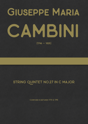 Book cover for Cambini - String Quintet No.27 in C major