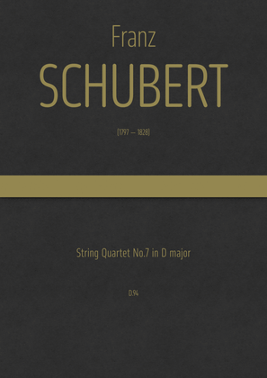 Book cover for Schubert - String Quartet No.7 in D major, D.94