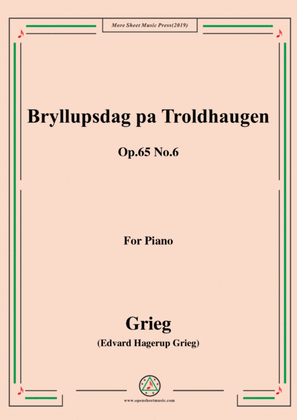 Book cover for Grieg-Bryllupsdag pa Troldhaugen Op.65 No.6,for Piano