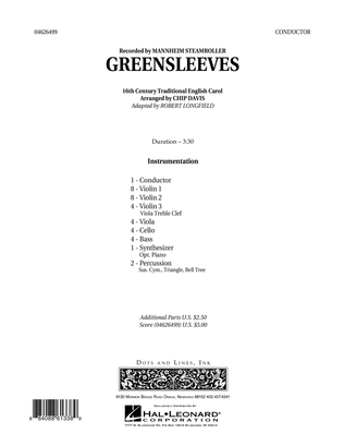 Book cover for Greensleeves - Full Score