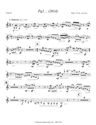 Pq2 ... (2014) for piano and string quartet, violin 2 part