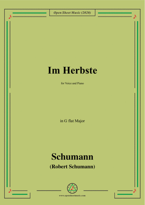 Book cover for Schumann-Im Herbste,in G flat Major,for Voice and Piano
