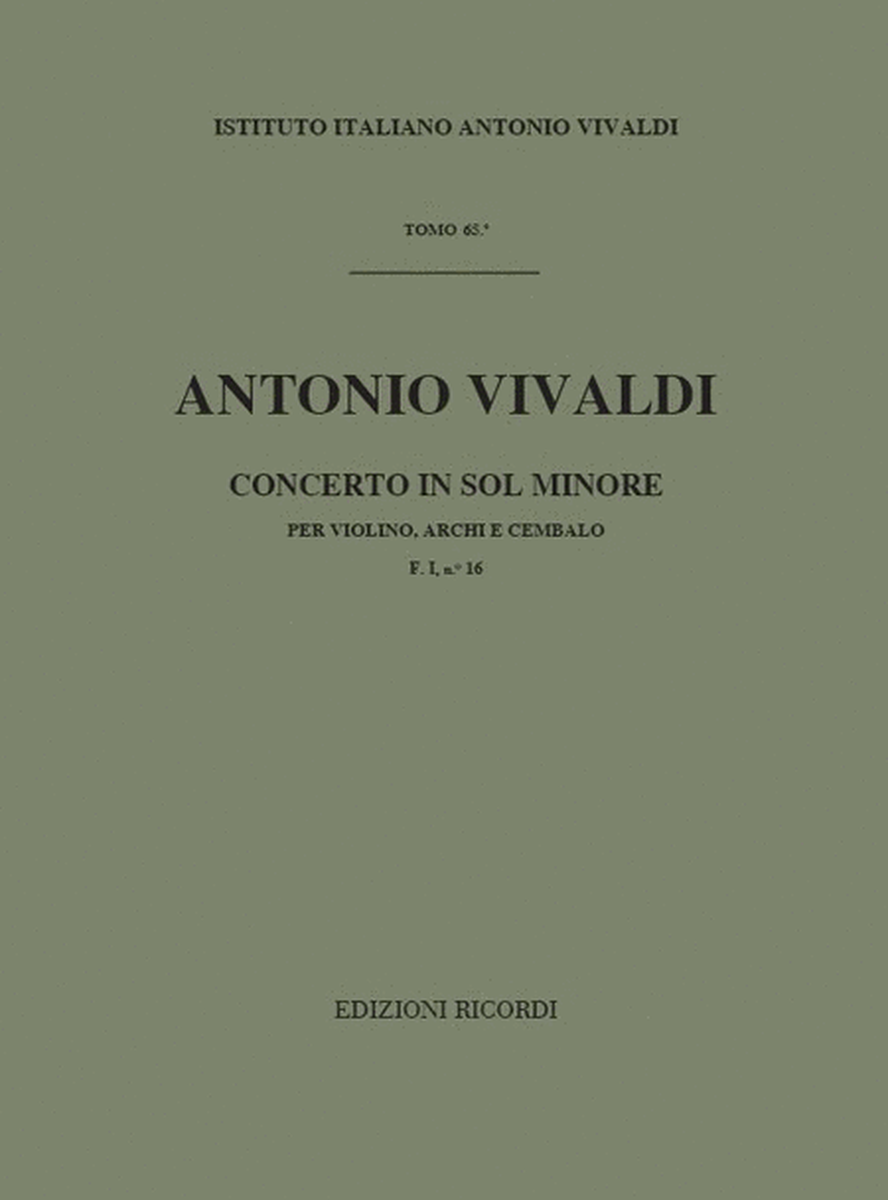 Concerto Per Violino, Archi e BC In Sol Min Rv 332