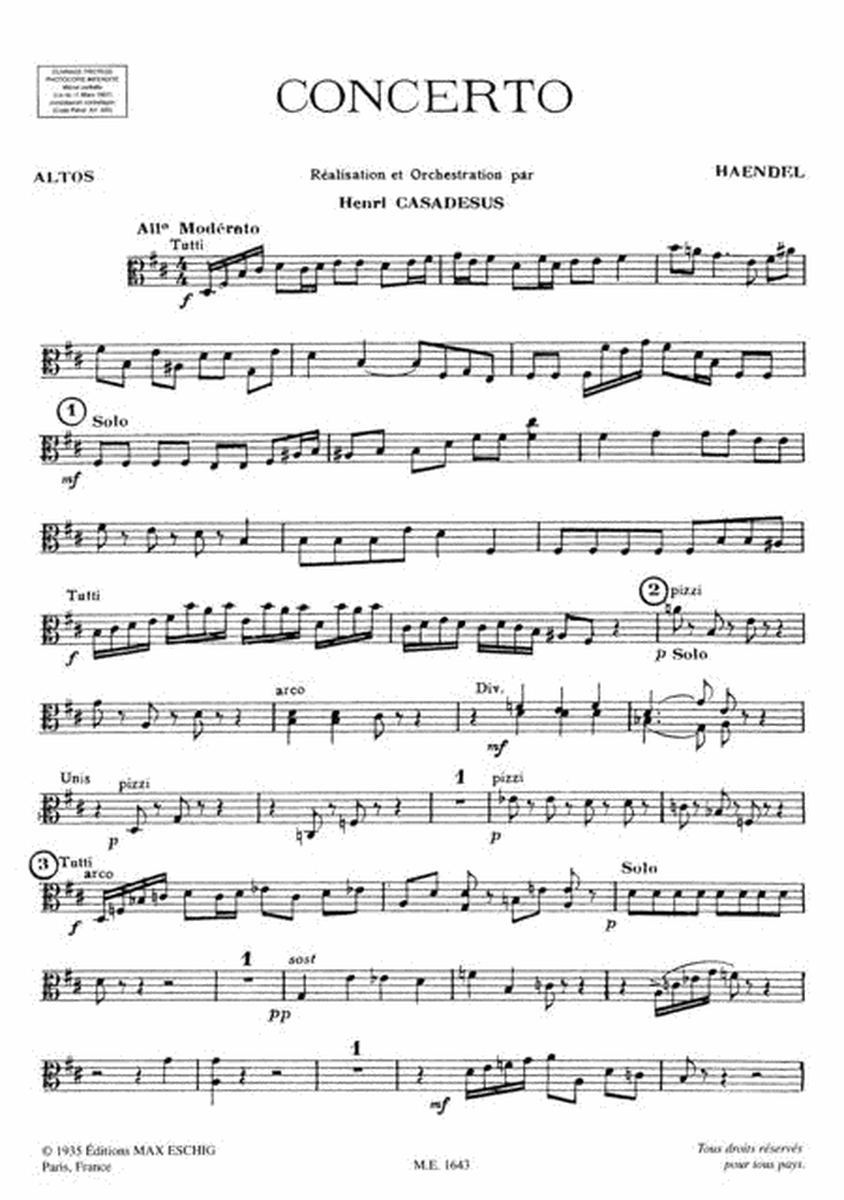 Viola Concerto in B Minor by George Frideric Handel Viola Solo - Sheet Music