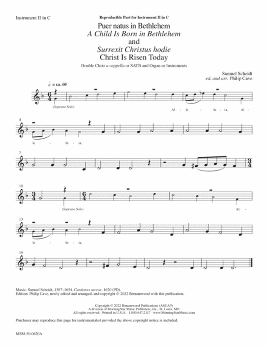 Puer natus in Bethlehem and Surrexit Christus hodie: A Child Is Born in Bethlehem and Christ Is Risen Today (Downloadable Instrumental Parts)