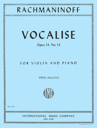 Book cover for Vocalise, Op. 34 No. 14