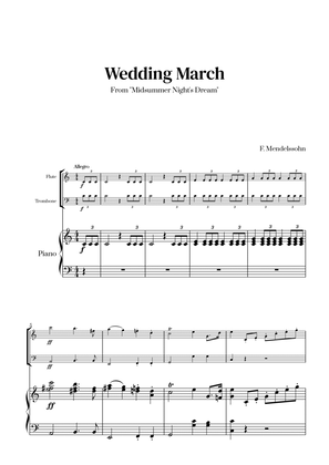 Book cover for Felix Mendelssohn - Wedding March From Midsummer Night's Dream for Flute, Trombone and Piano