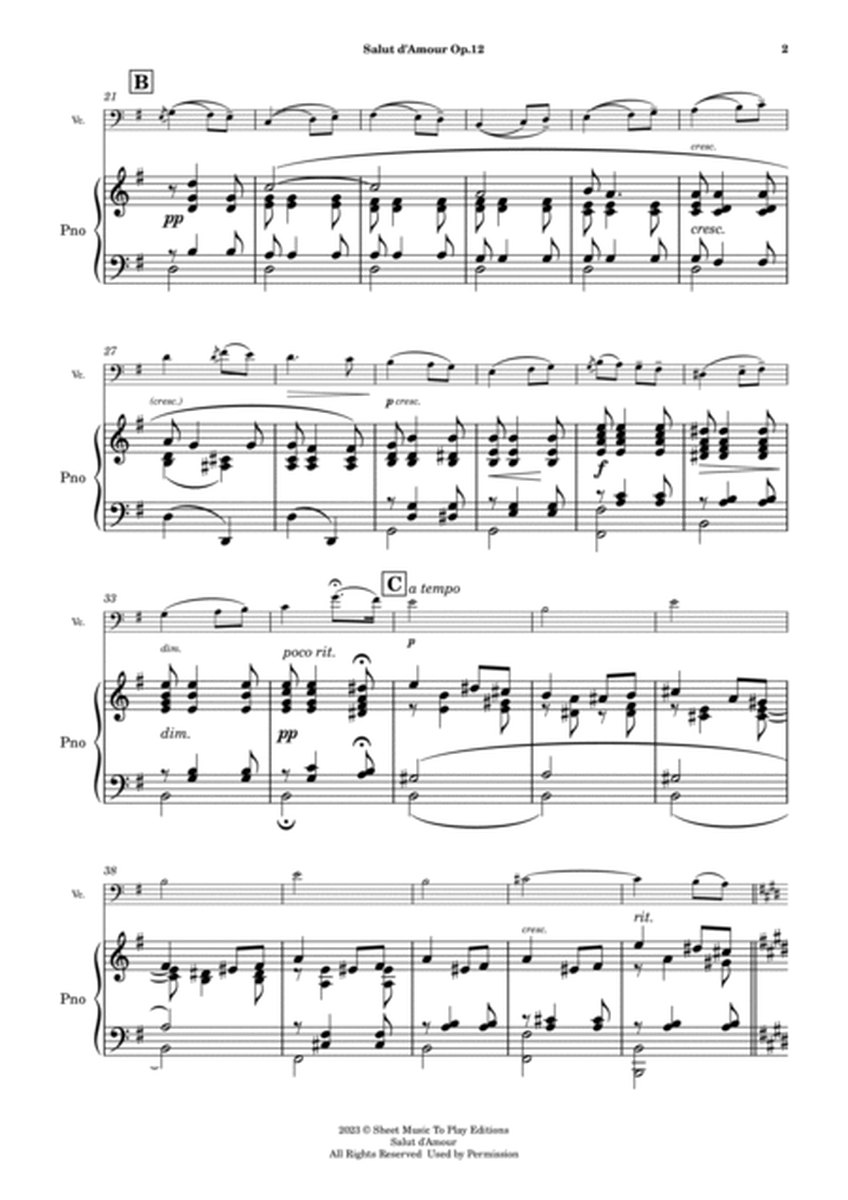 Salut d'Amour by Elgar - Cello and Piano (Full Score) image number null