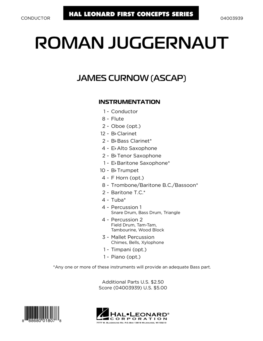 Roman Juggernaut - Conductor Score (Full Score)