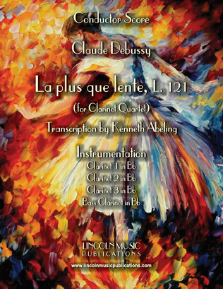 Book cover for Debussy – La plus que lente (for Clarinet Quartet)