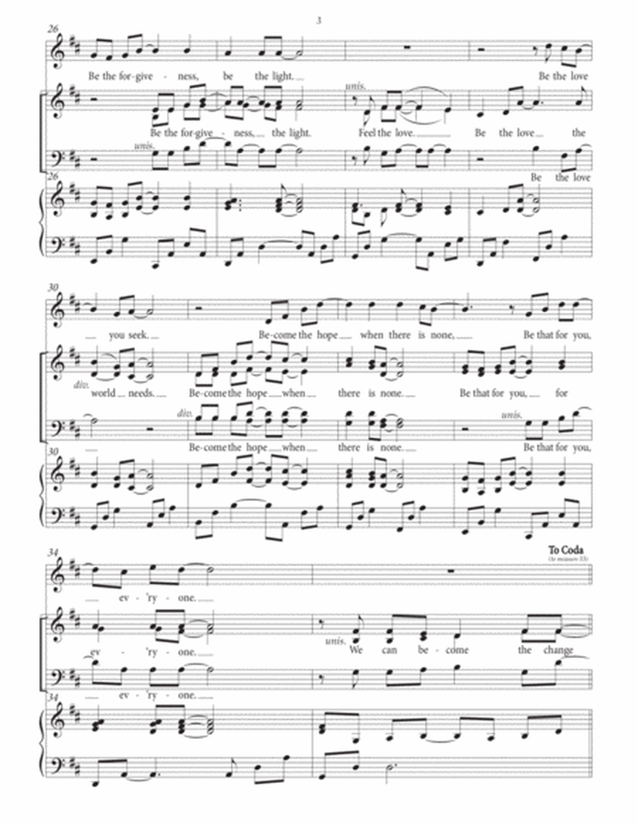 Be the Love the World Needs—High-Range Vocal Solo, SATB Chorus with Piano image number null