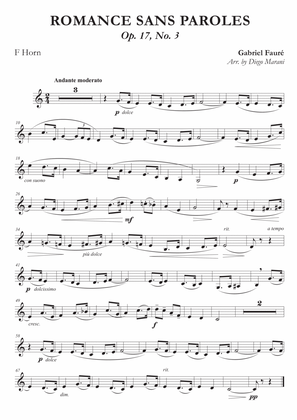 Romances Sans Paroles Op. 17, No. 3 for Horn and Piano