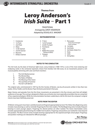 Book cover for Leroy Anderson's Irish Suite, Part 1 (Themes from): Score