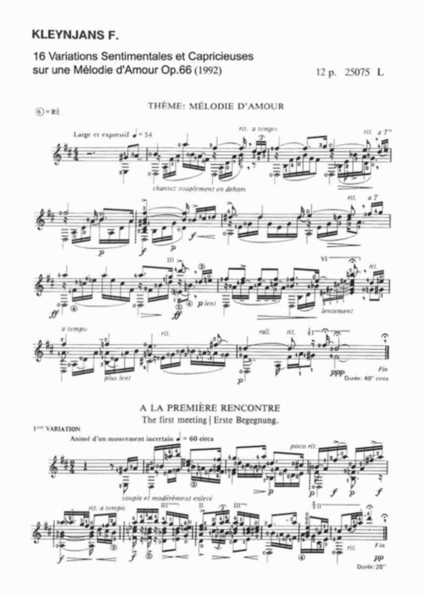 Variations sentimentales et capricieuses Op. 66