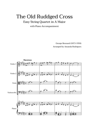 The Old Rugged Cross in A Major - Easy String Quartet with Piano Accompaniment