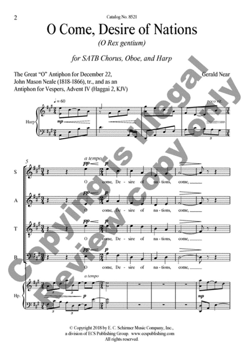 O Come, Desire of Nations (O Rex gentium) (Full/Choral Score) image number null