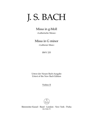 Book cover for Mass g minor, BWV 235 'Lutheran Mass 3'