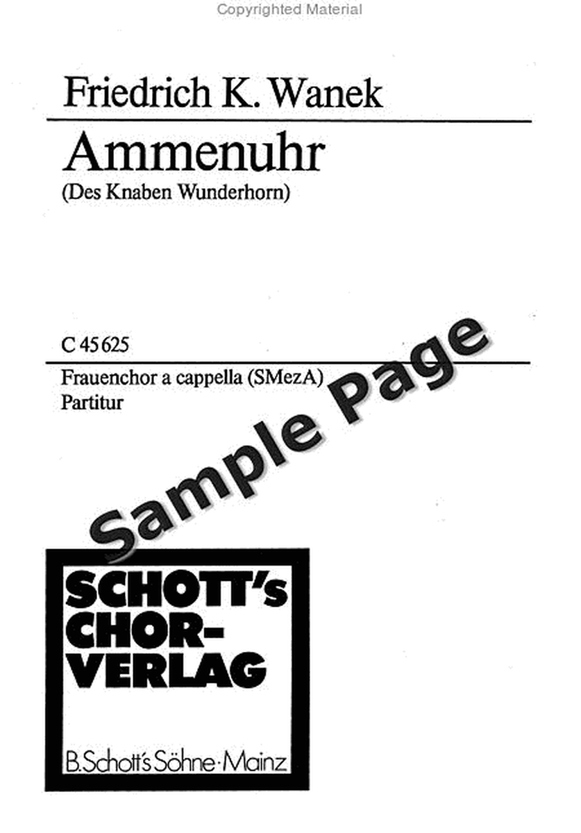 Ammenuhr (from Knaben Wunderhorn)