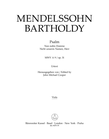 Psalm "Non nobis Domine"/"Nicht unserm Namen, Herr" MWV A 9 / op. 31 (viola part)