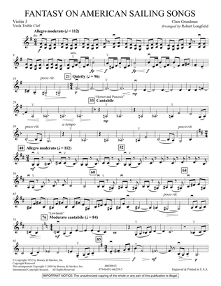 Book cover for Fantasy on American Sailing Songs - Violin 3 (Viola Treble Clef)