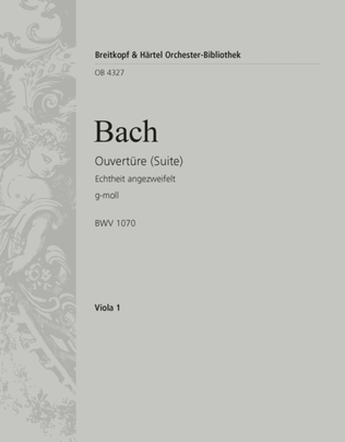 Book cover for Overture (Suite) in G minor BWV 1070