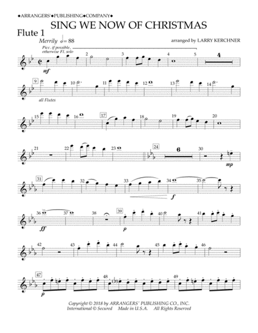 Sing We Now of Christmas (arr. Larry Kerchner) - Flute 1