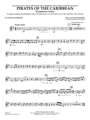 Book cover for Pirates Of The Caribbean (Symphonic Suite) (arr. John Wasson) - Bb Tenor Saxophone