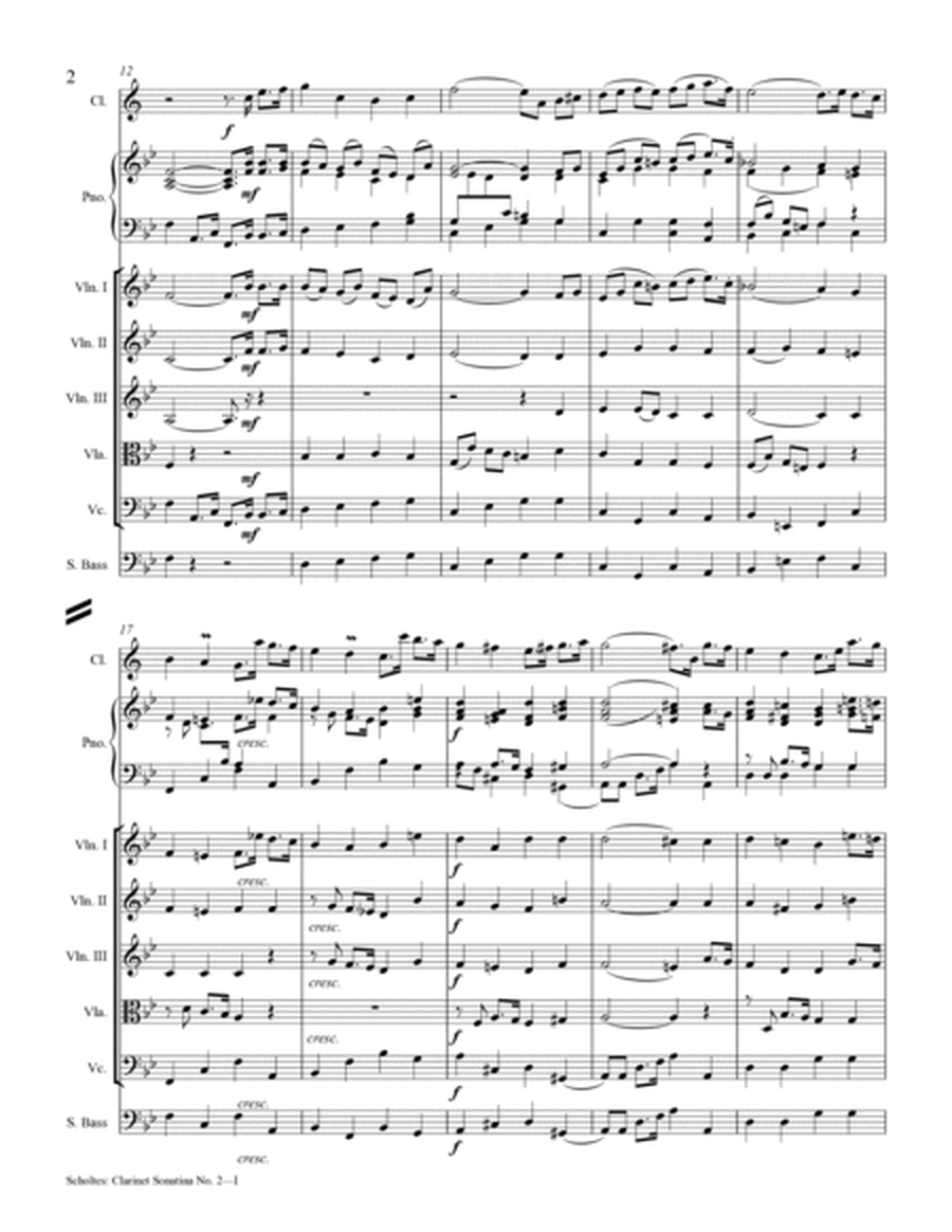 Sonatina No. 2 for Solo Clarinet with Piano Accompaniment & String Sextet (Quintet)