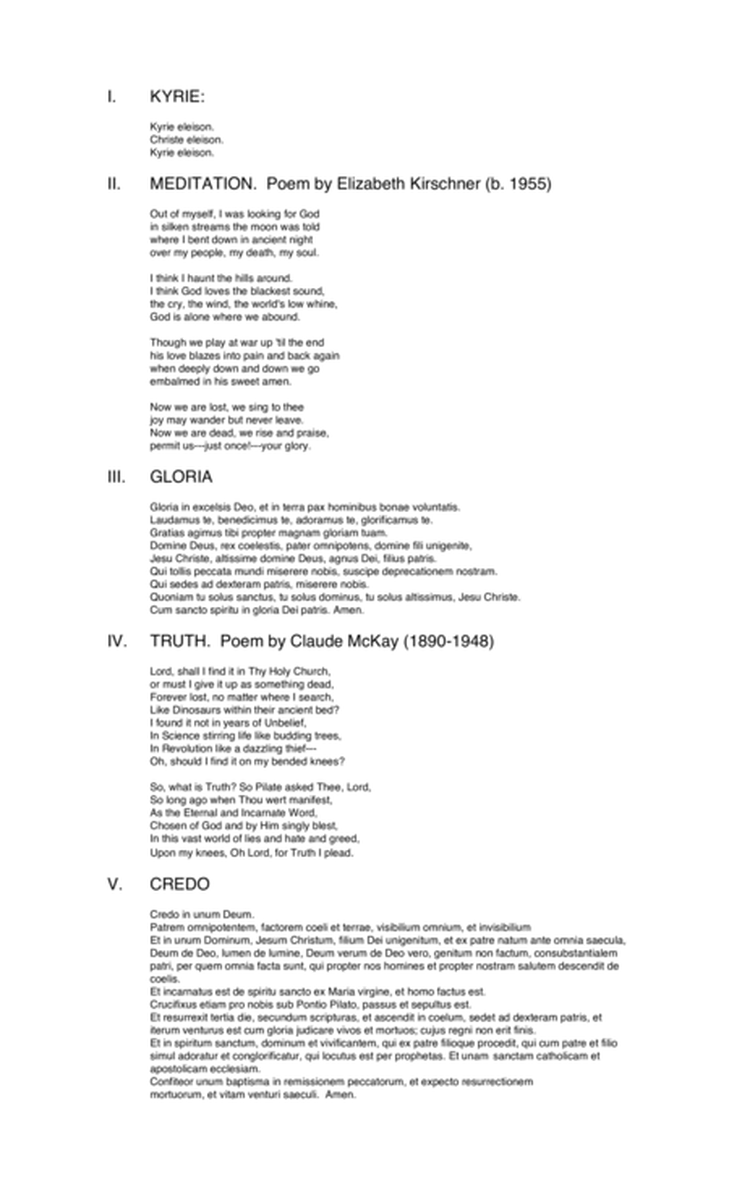 Mass for the Holy Year 2000, pt. 1 (2000) for SATB soloists, chorus and orchestra image number null