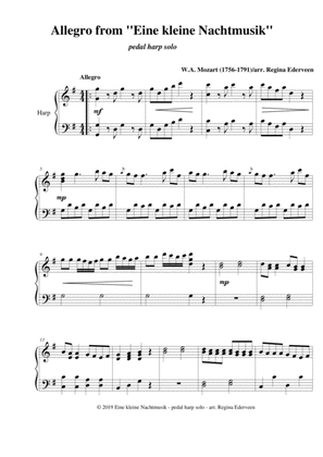 Book cover for Allegro from ''Eine Kleine Nachtmusik'' (Mozart) - pedal harp solo