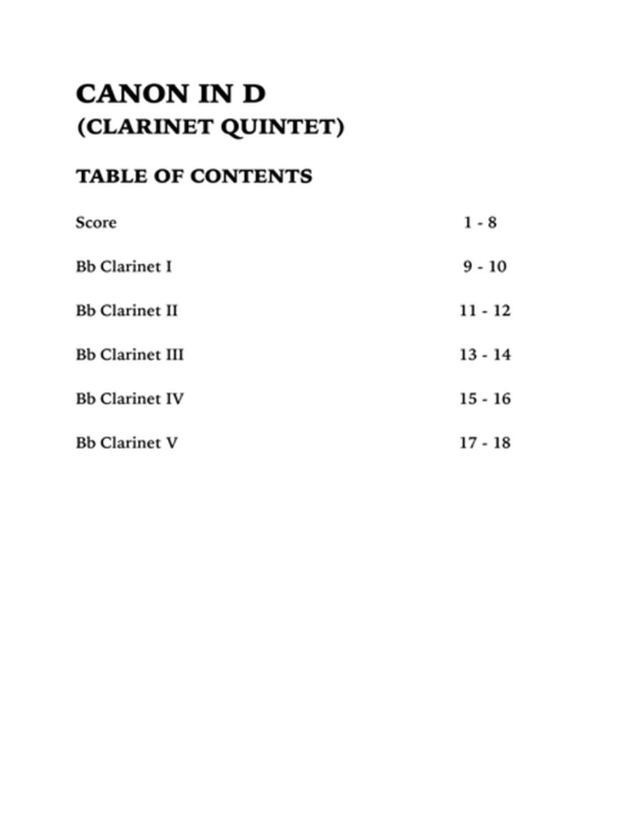 Canon in D (in F major): Clarinet Quintet image number null